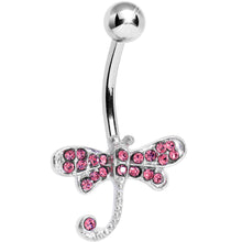 Load image into Gallery viewer, Pink Gem Lazy Dragonfly Belly Ring
