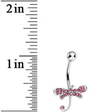 Load image into Gallery viewer, Pink Gem Lazy Dragonfly Belly Ring
