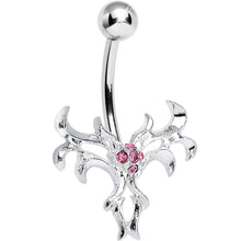 Load image into Gallery viewer, Pink Gem Exotic Leaves Belly Ring
