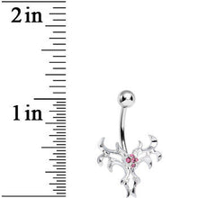 Load image into Gallery viewer, Pink Gem Exotic Leaves Belly Ring
