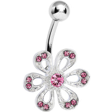 Load image into Gallery viewer, Pink Gem Sparkling Spring Flower Belly Ring
