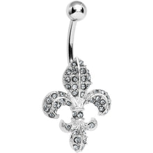 将图片加载到图库查看器，Crystalline Gem Paved Fabulous Fleur De Lis Belly Ring

