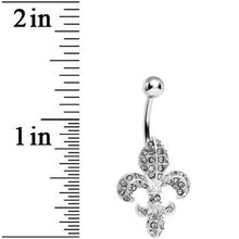 将图片加载到图库查看器，Crystalline Gem Paved Fabulous Fleur De Lis Belly Ring
