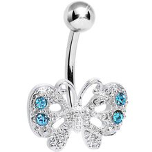 Load image into Gallery viewer, Aqua Gem Enchanting Butterfly Belly Ring
