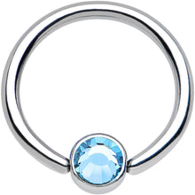 Load image into Gallery viewer, 16G 3/8 Aqua Gem Steel BCR Captive Ring 4mm Flat Disc
