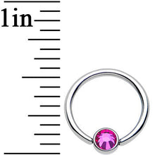 Load image into Gallery viewer, 16G 3/8 Fuschia Gem Disc Titanium BCR Captive Ring
