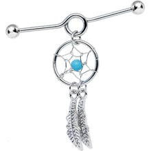 Load image into Gallery viewer, 14G Faux Turquoise Southwest Dreamcatcher Dangle Project Bar 38mm

