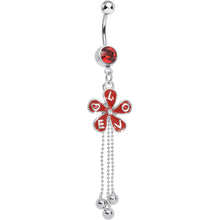 Load image into Gallery viewer, Red Gem Blooming Love Red Spring Flower Dangle Belly Ring
