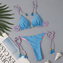 将图片加载到图库查看器，New Festival Flame Halter Bikini Set for Women – Triangle V-Neck Backless Two-Piece Swimsuit with Tie Side Bottoms &amp; Adjustable Lace-Up Fit – Sleek Polyamide Swimwear for Koningsdag/King’s Day &amp; Summer Beach Celebrations
