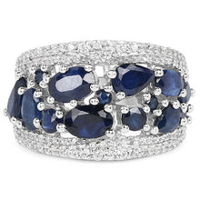 将图片加载到图库查看器，3.61 Carat Genuine Blue Sapphire and White Zircon .925 Sterling Silver Ring
