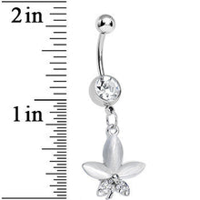 将图片加载到图库查看器，Clear Gem Blooming White Pearly Flower Dangle Belly Ring
