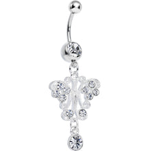 Load image into Gallery viewer, Clear Gem Elegant Symmetry Butterfly Dangle Belly Ring
