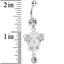 Load image into Gallery viewer, Clear Gem Elegant Symmetry Butterfly Dangle Belly Ring
