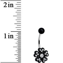Load image into Gallery viewer, Clear Gem Midnight Black Five Petal Flower Belly Ring
