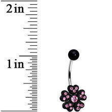将图片加载到图库查看器，Pink Gem Midnight Black Five Petal Flower Belly Ring
