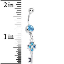 将图片加载到图库查看器，Aqua Gem Antique Magic Heart Key Dangle Belly Ring
