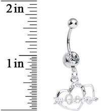 Load image into Gallery viewer, Clear Gem Cupid Arrow Love Heart Dangle Belly Ring

