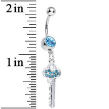 Load image into Gallery viewer, Aqua Gem Jazzy Glam Key Dangle Belly Ring
