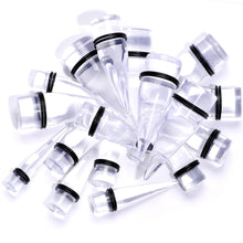 Load image into Gallery viewer, 00G to 1 inch 18 Piece Clear Acrylic Ear Stretching Taper Kit
