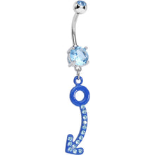 Load image into Gallery viewer, Aqua Gem Blue Glamour Arrow Dangle Belly Ring
