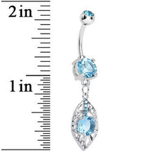 Load image into Gallery viewer, Aqua Gem Glamorous Falling Leaf Dangle Belly Ring
