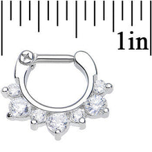 Load image into Gallery viewer, 14G 1/4 Seven Clear Cubic Zirconia Septum Clicker
