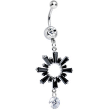 Load image into Gallery viewer, Clear CZ Black Crystal Burst Dangle Belly Ring
