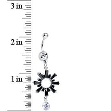 Load image into Gallery viewer, Clear CZ Black Crystal Burst Dangle Belly Ring
