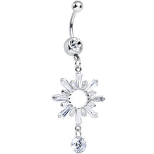 将图片加载到图库查看器，Clear CZ Clear Crystal Burst Dangle Belly Ring
