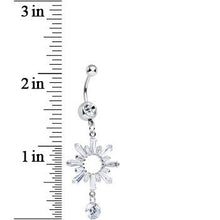 将图片加载到图库查看器，Clear CZ Clear Crystal Burst Dangle Belly Ring
