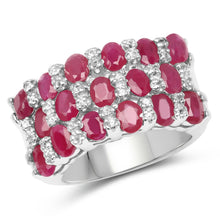 Load image into Gallery viewer, 3.69 Carat Genuine Ruby and White Topaz .925 Sterling Silver Ring
