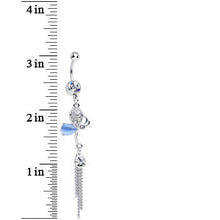 Load image into Gallery viewer, Clear Crystal Blue Butterfly Fairy Dangle Belly Ring
