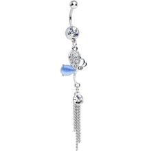 Load image into Gallery viewer, Clear Crystal Blue Butterfly Fairy Dangle Belly Ring
