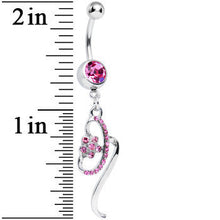 将图片加载到图库查看器，Pink Gem Twisting Flower Ribbon Dangle Belly Ring
