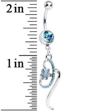 Load image into Gallery viewer, Aqua Gem Twisting Flower Ribbon Dangle Belly Ring
