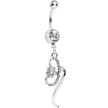 将图片加载到图库查看器，Clear Gem Twisting Flower Ribbon Dangle Belly Ring
