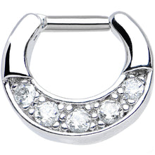 Load image into Gallery viewer, 14G 1/4 Five Round Clear Cubic Zirconia Septum Clicker
