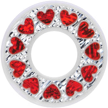 Load image into Gallery viewer, 1/2 White Acrylic Crystal Red Heart Tunnel Plug
