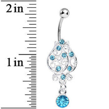 将图片加载到图库查看器，Aqua Gem Brilliant Rosebud Dangle Belly Ring
