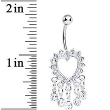 Load image into Gallery viewer, Crystalline Gem Super Sparkle Drops and Hollow Heart Dangle Belly Ring
