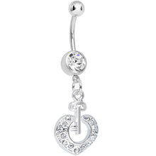 将图片加载到图库查看器，Crystalline Gem Your Heart Has the Key Dangle Belly Ring
