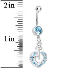 Load image into Gallery viewer, Aqua Gem Your Heart Has the Key Dangle Belly Ring
