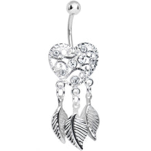 Load image into Gallery viewer, Crystalline Gem Filigree Heart Dreamcatcher Dangle Belly Ring
