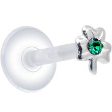 Load image into Gallery viewer, 925 Silver Clear Green Cubic Zirconia Shamrock Push-In Labret Monroe
