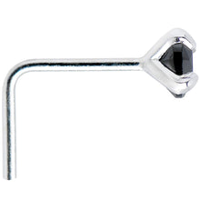 Load image into Gallery viewer, 925 Sterling Silver 3mm Round Black CZ L-Shape Nose Ring
