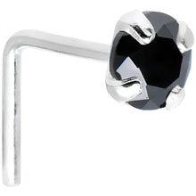 Load image into Gallery viewer, 925 Sterling Silver 3mm Round Black CZ L-Shape Nose Ring
