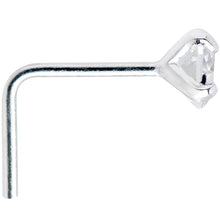 Load image into Gallery viewer, 925 Sterling Silver 3mm Round Clear CZ L-Shape Nose Ring
