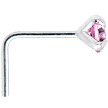 Load image into Gallery viewer, 925 Sterling Silver 3mm Round Pink CZ L-Shape Nose Ring

