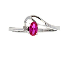 Load image into Gallery viewer, .02ct Created Ruby Diamond Ring 10KT White Gold

