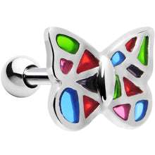 Load image into Gallery viewer, Silver 925 Multi Mosaic Butterfly Cartilage Tragus Earring
